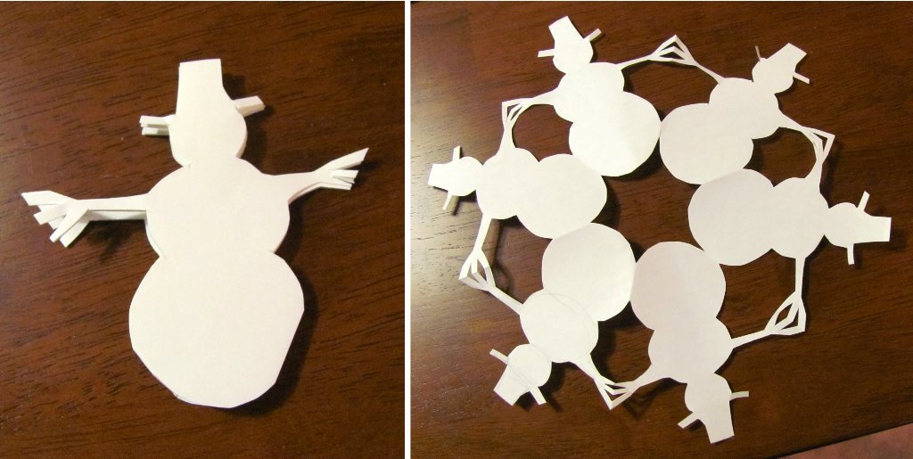 Как сделать снежинку из бумаги/Удивительная снежинка снеговик  Новогодние поделки из бумаги
